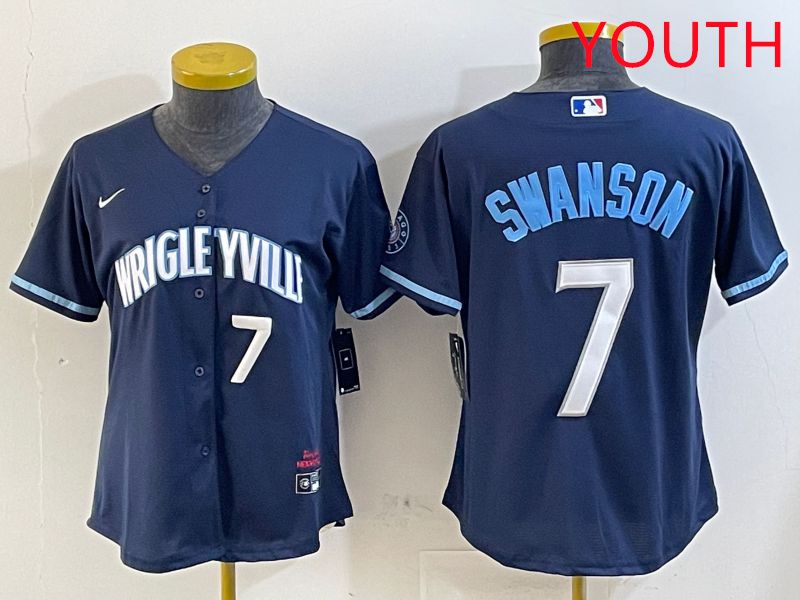 Youth Chicago Cubs #7 Swanson Blue City Edition Game 2025 Nike MLB Jersey style 6->youth mlb jersey->Youth Jersey